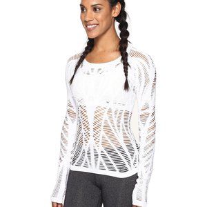 ALO Yoga White Cutout Long Sleeve Top